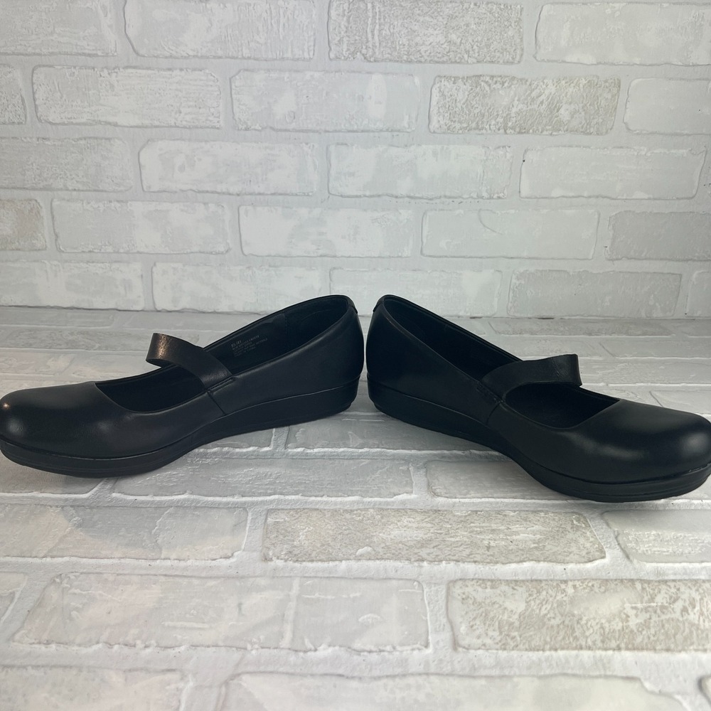 KORK-EASE Korks Mary Jane Shoes Womens 9.5 Black Leather Wedge Button Classic 41 - Picture 10 of 13